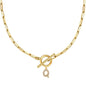 Letters Paper Clips Chain Zircon Pendant Necklace