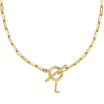 Letters Paper Clips Chain Zircon Pendant Necklace