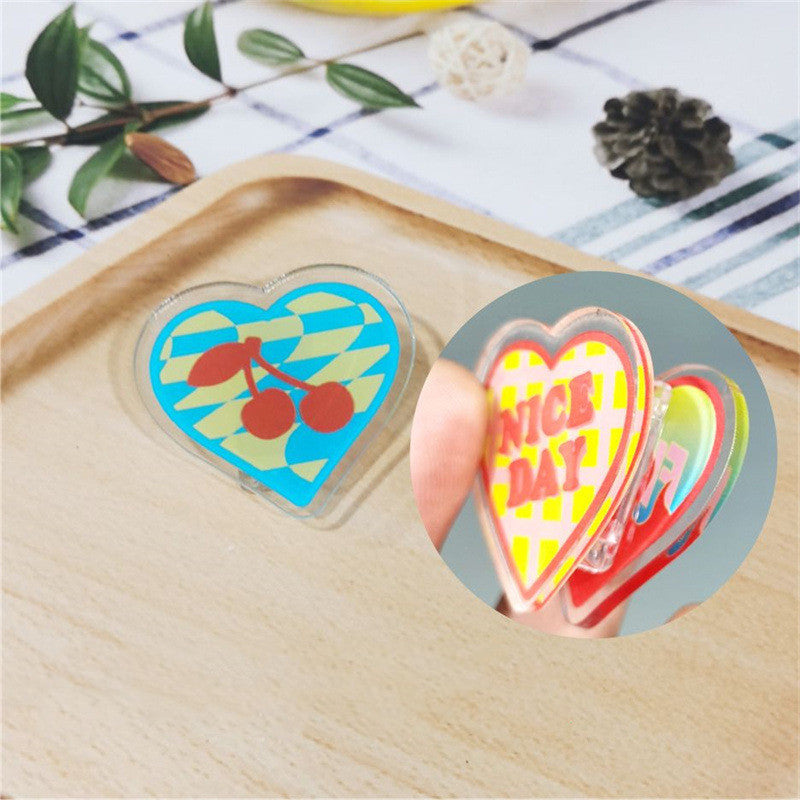 Acrylic Girl Heart Clip Stationery Fixed