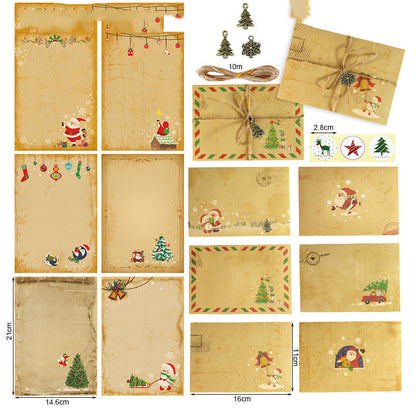 Gift Envelope Stationery Set With Souvenir Kraft Paper Retro Christmas Stationery