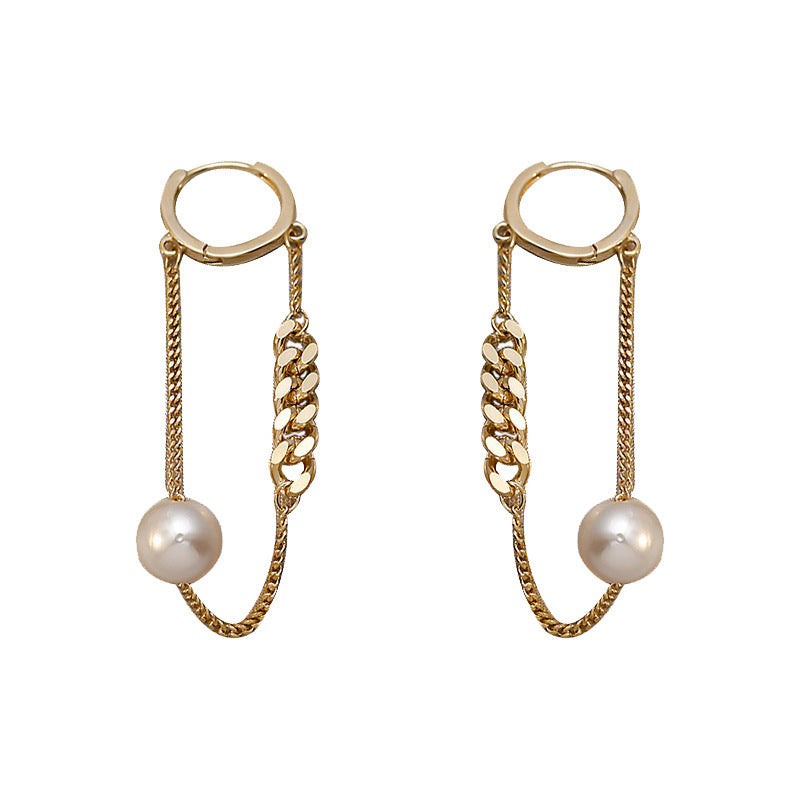 European And American Geometric Paper Clips Metal Cold Wind Long Earrings