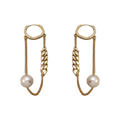 European And American Geometric Paper Clips Metal Cold Wind Long Earrings