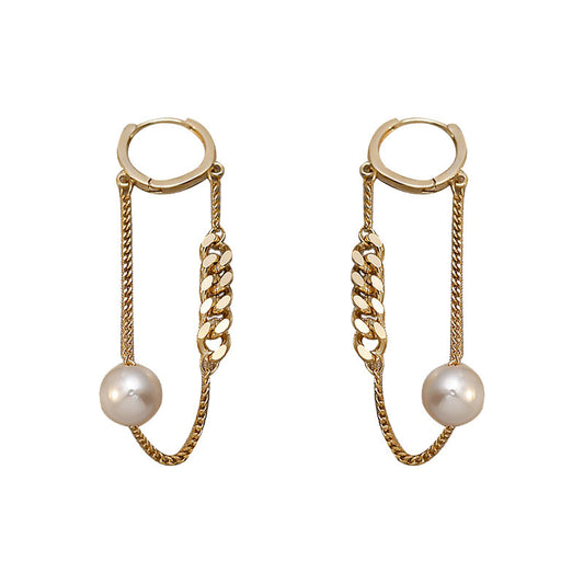 European And American Geometric Paper Clips Metal Cold Wind Long Earrings