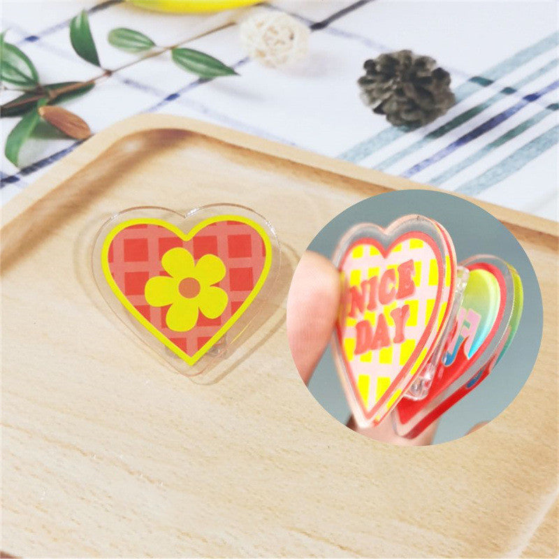 Acrylic Girl Heart Clip Stationery Fixed