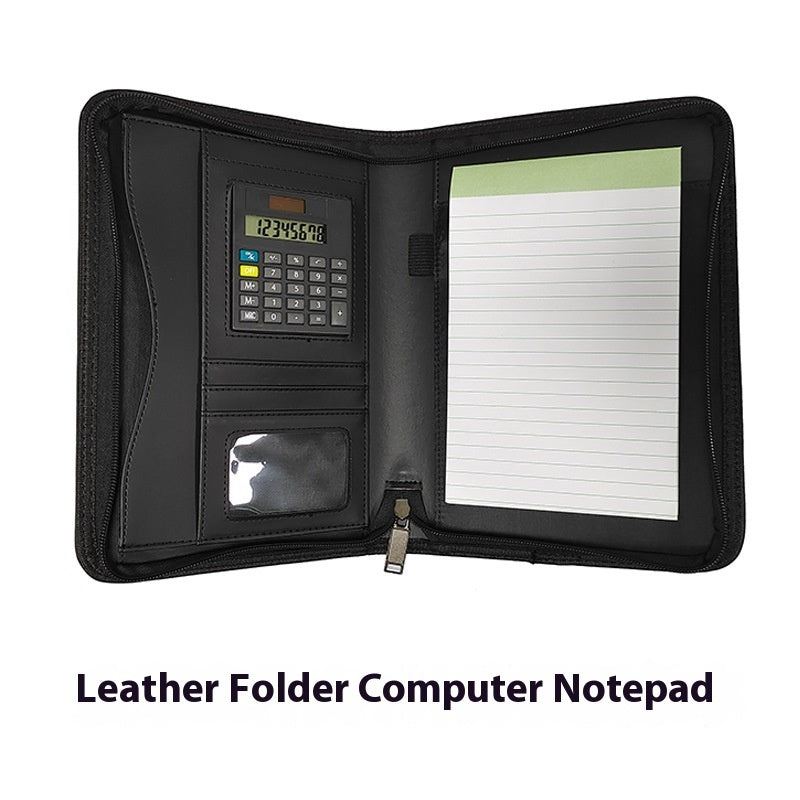A5 Multifunctional Folder PU Zipper Bag With Computer