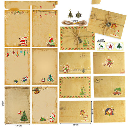 Gift Envelope Stationery Set With Souvenir Kraft Paper Retro Christmas Stationery