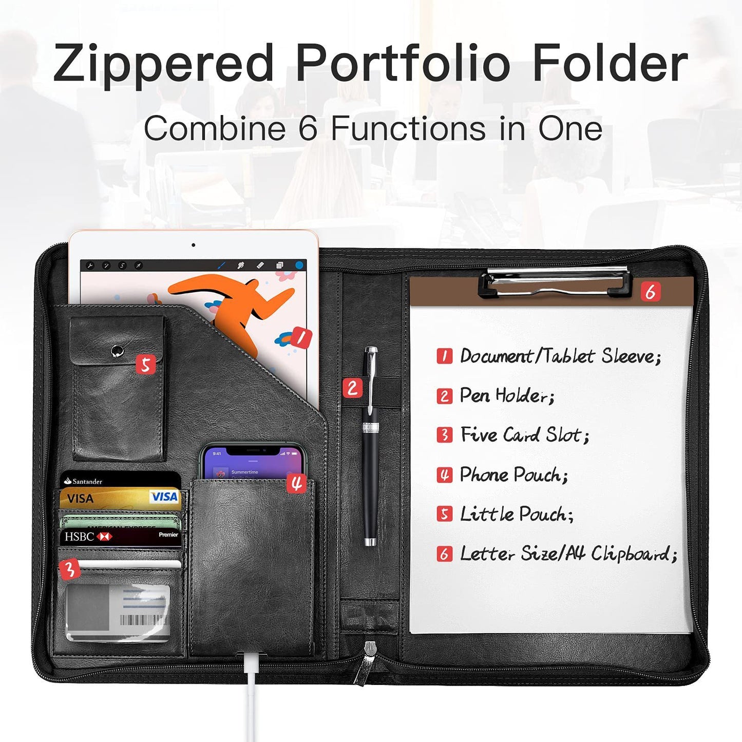 Leather Planning Zip Folder Buggy Bag