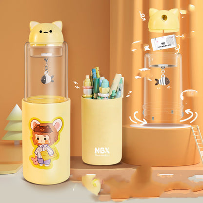 Rotating Pen Case Cartoon Stationery Vertical