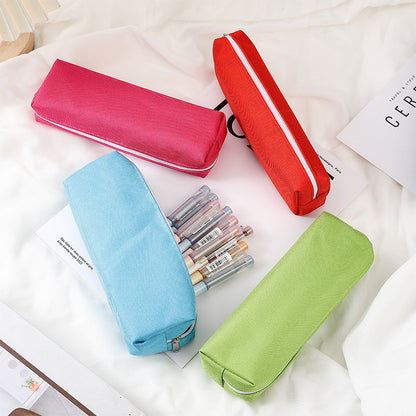Simple Portable Stationery Case Monochrome Zipper Oxford Cloth Stationery Box