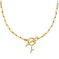 Letters Paper Clips Chain Zircon Pendant Necklace