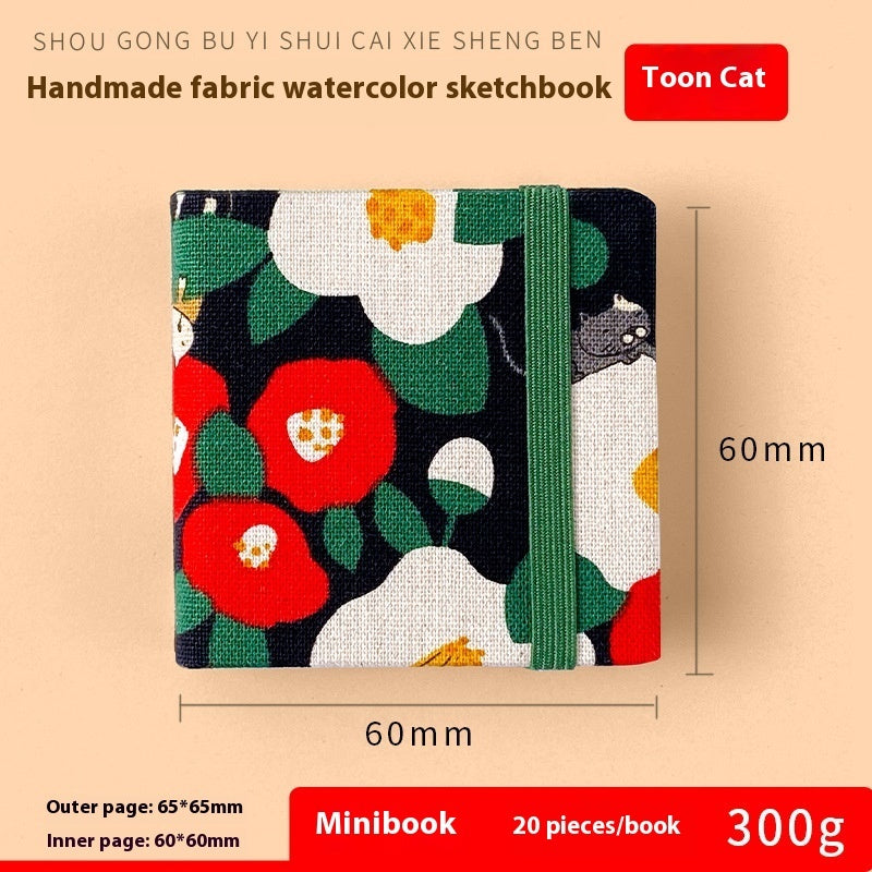 Feiluniao Watercolor Notebook Fabric Handmade Mini Portable Portable Character Sketch Hand Painted Graffiti Drawing Book