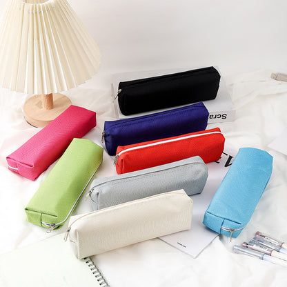 Simple Portable Stationery Case Monochrome Zipper Oxford Cloth Stationery Box