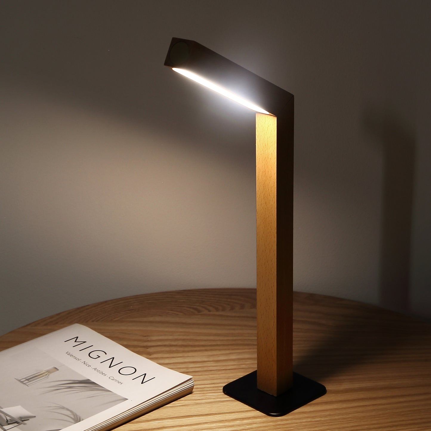 Desk LED Light Learning Reading Dormitory Rotating Solid Wood Bedside Wall Lamp